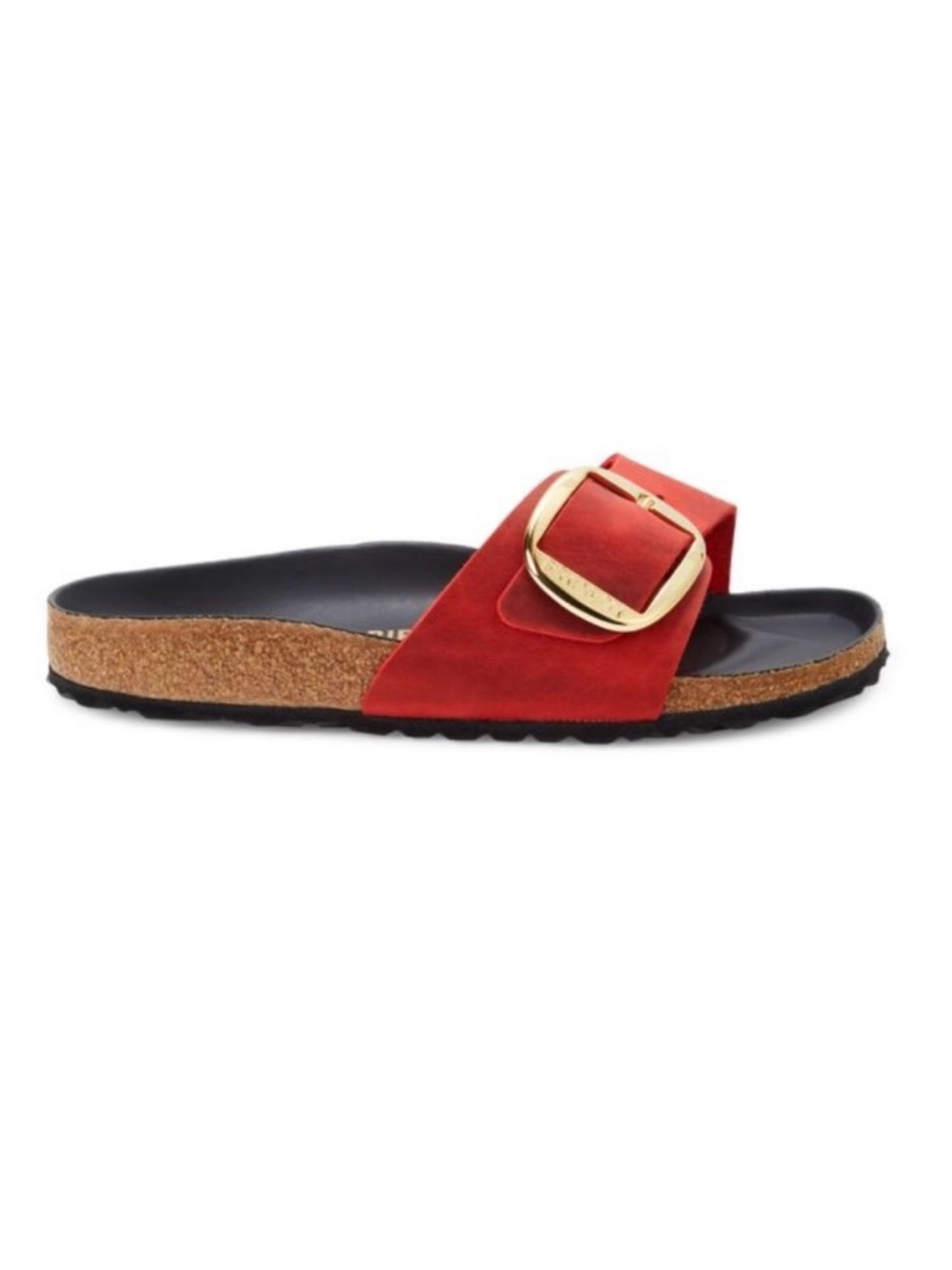 Birkenstock Madrid Big Buckle Sandals Crimson Red Oiled Leather Gold Narrow 38 - Picture 15 of 15